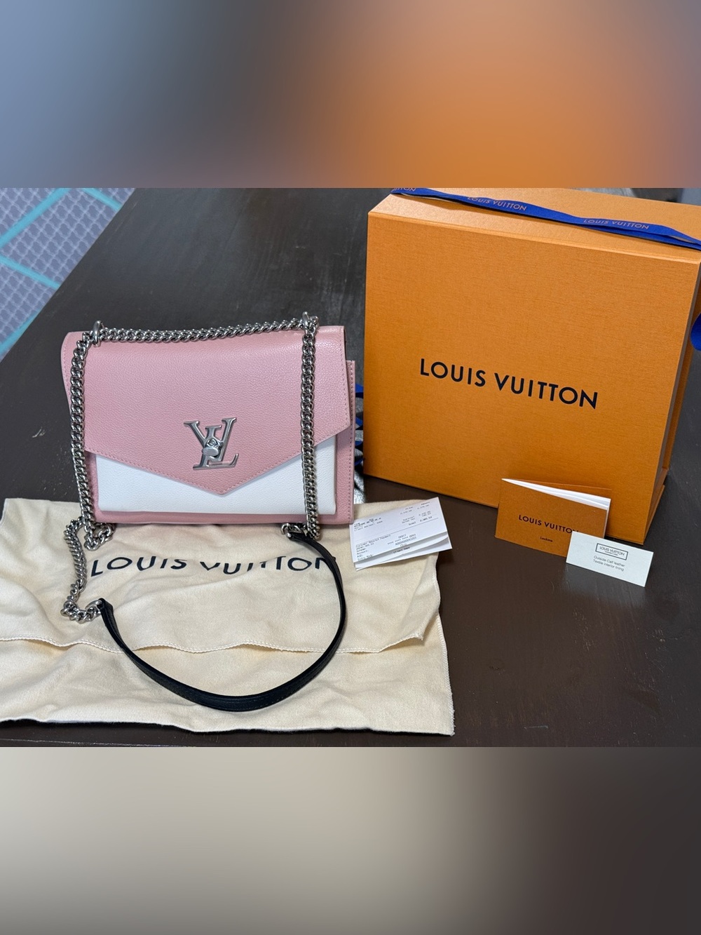 Louis Vuitton Pink and White Chain Envelope Crossbody Bag